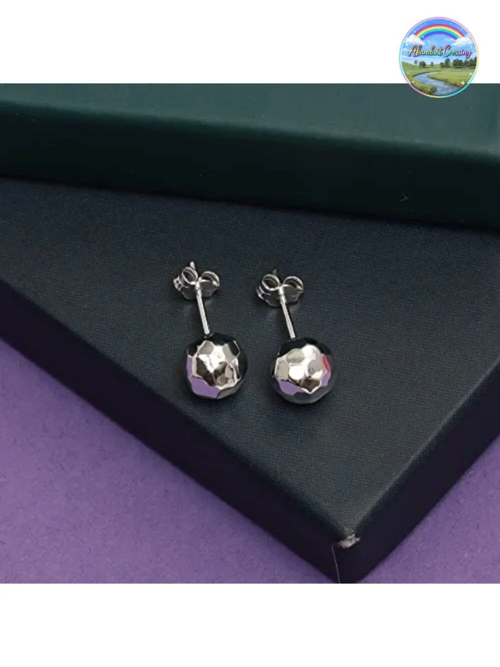 925 Sterling Silver Ball Post Stud Earrings for Women Hammered Round
